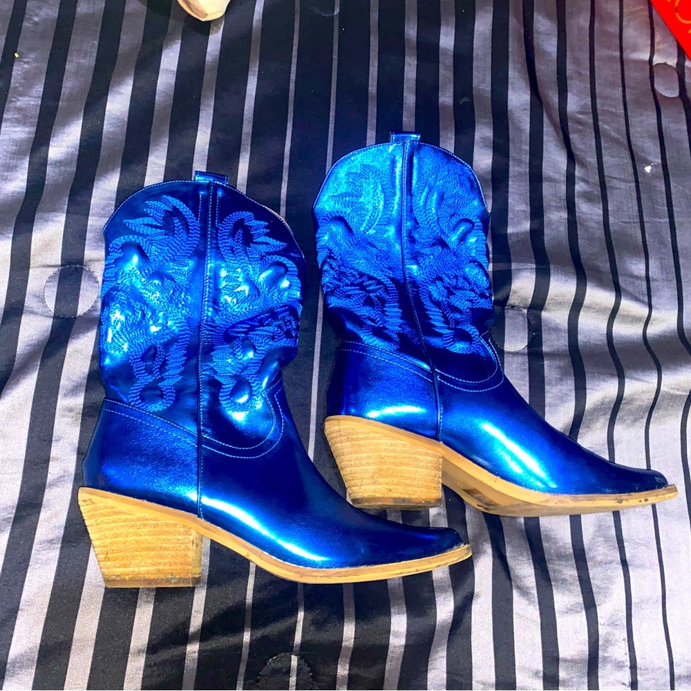 COPY - ROYAL METALLIC BLUE COWBOY BOOTS